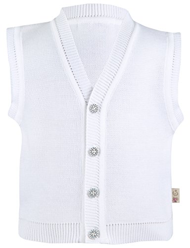 Lilax Baby Boy White Knit Vest Sweater