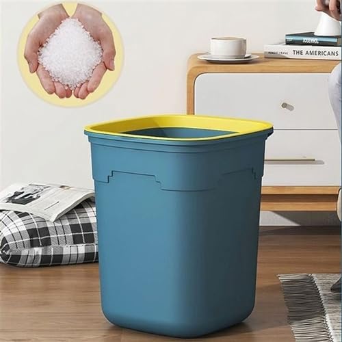 Caneca de basura cuadrada para hogar sin tapa, plástico azul, tamaño M miniatura 3