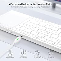 Rii Kabellose Tastatur mit Touchpad, Zwei Verbindungsmodi, Wireless Keyboard, Tastatur Kabellos Klein für Laptops/Smart-TVs, QWERTZ, Wiederaufladbarkeit (2,4GHz+Bluetooth) – Ansicht 5