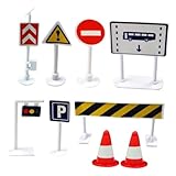 iplusmile 9 Piezas Juguetes De Señales De Tráfico Indicadores De Tráfico Juguete De Barricadas para Parque Infantil