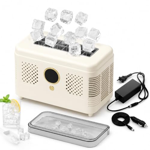 Máquina para hacer hielo portátil doble potencia y mini máquina de hielo para coche y casa