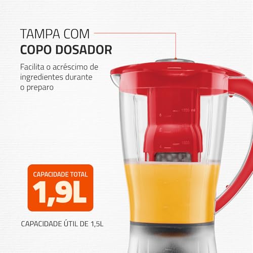 Liquidificador Power Filter, Mondial, Vermelho, 550W, 110V - L-77