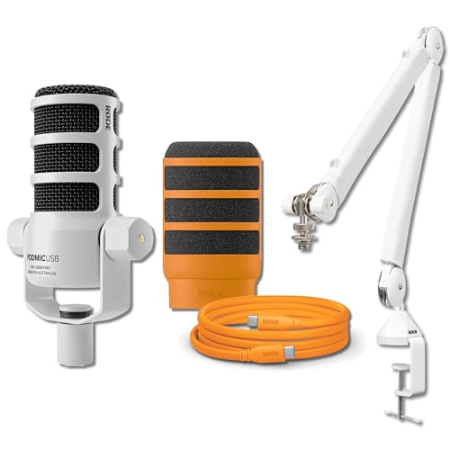 Rode PodMic USB White Broadcast Microphone Bundle