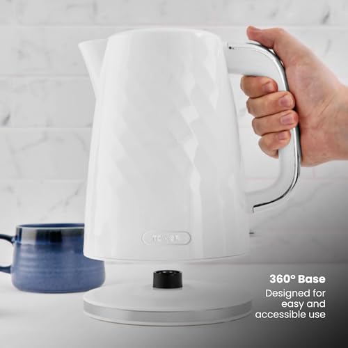 Image of Tower Premium Windsor Electric Kettle 1.7L, 1350W | Strix Controller, Rapid Boil in 45 Seconds, Auto Shut-Off, Boil-Dry Protection, 360 Power Base, Water Level Indicator, 2.5 Year Warranty (White)