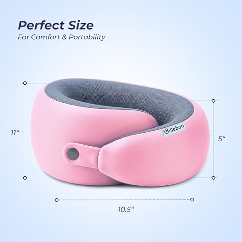 Image of Billebon Memory Foam Neck Pillow, Snake Shape Travel Pillow with Snap Button, Neck Pillow for Travelling & Flight Travel, Ergonomic Support for Comfort & Pain Relief(Pink Single)