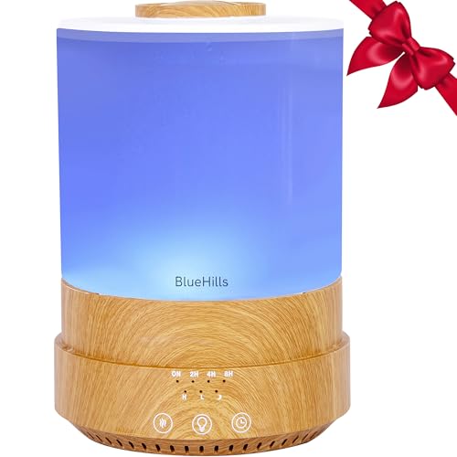 BlueHills Premium 2500 ML XL Essential Oil Diffusers for Large Room Aromatherapy Fragrance Diffuser Humidifier Combo High Mist Large air Diffuser for Essential Oils for Home Light Wood Grain F005