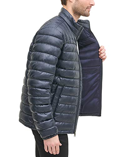 Tommy Hilfiger Navy Faux Leather Puffer Jacket for Women - Stylish, Comfy, Perfect for Every Occasion! - Image 5