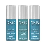 QMS Medicosmetics Day + Night 3-Step Core Routine for Sensitive Skin – Includes Collagen Day Serum, Collagen Night Serum + 7% AHA Exfoliant Resurfacing Liquid – Reduces Signs of Aging