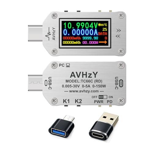RD TC66C 30V 5A Type-C Spannung Strom Leistungsmesser, PD Trigger, Ladegerät Power Bank Tester, Farb Digital LCD Display Bluetooth USB Tester