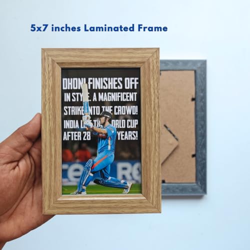 Image of TenorArts Gift Box Merchandise - 5x7 Inches Laminated Photo Frame,1 Keychain, 1 Badge, 4 4x6 inches Posters, Shapecut Stickers - 5 items in 1 Box | Perfect for Gifting Cricket Fans