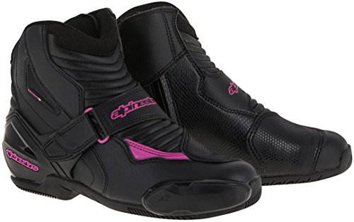 Alpinestars SMX-1 R Stella - Botas de motorista para mujer (microfibra, talla 40), color negro y fucsia