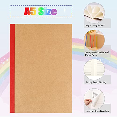 Eoout 60 Pack A5 Kraft Notebooks, Composition Notebooks Lined Journal Bulk, 15 Colors With Rainbow Spines, 60 Pages For Kids Women Girls, School Office Supplies #TOP2