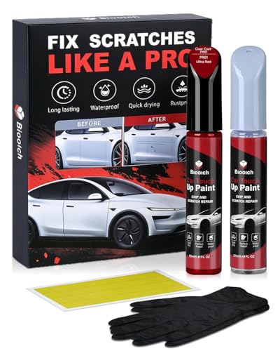 PR01 Ultra Red for Tesla Touch Up Paint Kit[2K Clear Coat Included],Exact Color Match Touch Up Paint for Chip and Scratch Repair