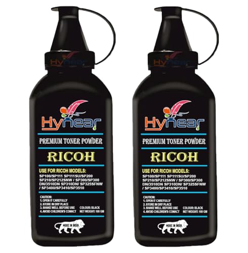 Image of Ultra Dark Black Toner Powder Compatible for Ricoh SP100 /SP111 /SP111SU /SP200 /SP210 /SP212snw / SP300 /SP300DN /3510DN /SP310DN / SP325sfnw /SP3400 /SP3410 /SP3510 Cartridge (100Gram X 2Bottle)