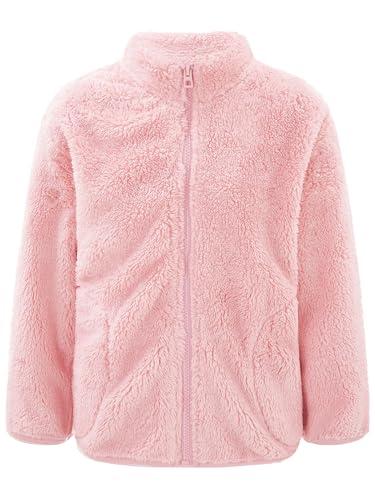 Girls Faux Fur Fleece Jacket Coats Long Sleeve Stand Collar Lightweight Blazer with Pockets Winter Casual Outwear3