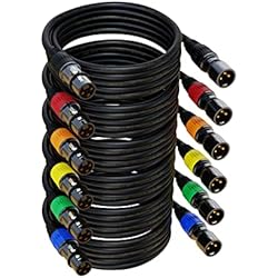AuxLink XLR Cables, XLR Microphone Cable 25 ft 6 Pack, Gold-Plated 3-pin XLR Speaker Cable Male to Female Balanced Mic Cable