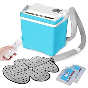 Ice Machine for Knee After Surgery, Whisper-Quiet Cold Therapy System with Remote Control, Programmable Timer, Cryotherapy for Ankle, Shoulder, Lumbar, Knee Pain Relief, Full Coverage Compression Pad