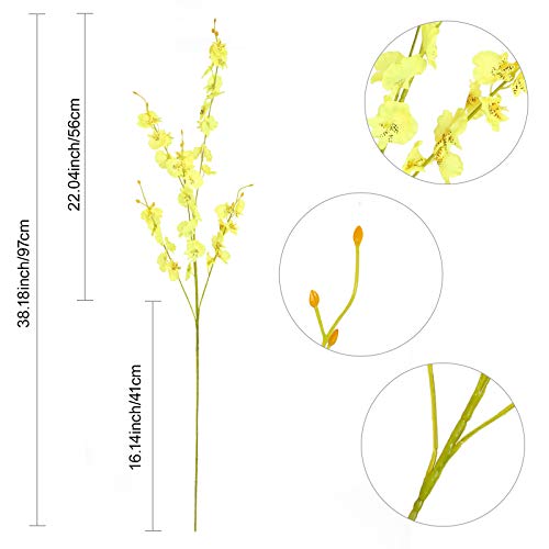 Tifuly 10 Pcs Artificial Orchids Flowers Long Stem, 38.2 Inches Fake Silk Dancing Lady Orchids Flower In Bulk For Wedding Home Office Party Hotel Festive Furnishing Decoration(Yellow) #TOP6