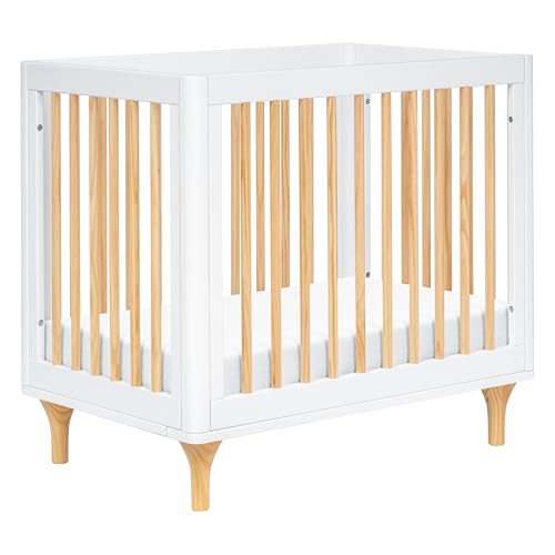 Image of Babyletto Lolly 4-in-1 Convertible Mini Crib and Twin Bed with Toddler Bed Conversion Kit in White and Natural, Greenguard Gold Certified