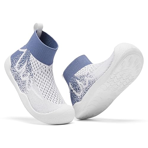 TODDLLUBY Children's Wrestling Shoes Socks, Blue, Size 10