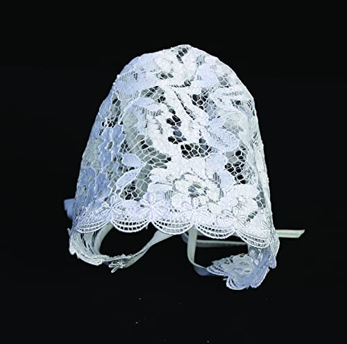 Made in USA Baby Christening Bonnet for Baby Girl - Baby Lace Hat - White Baby Bonnet Newborn for Baptism - Accesorios Niña2