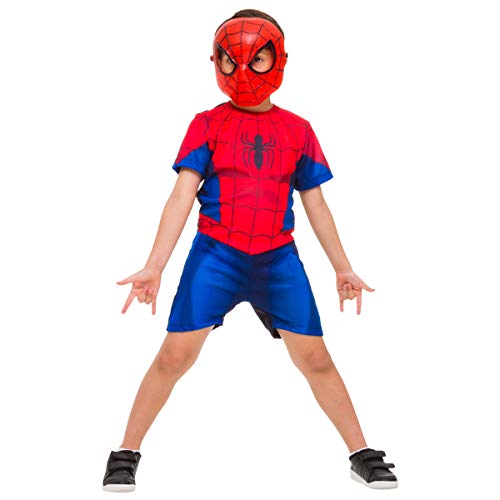 Fantasia do Homem Aranha Original Infantil Curta Com Máscara (M 4-8)