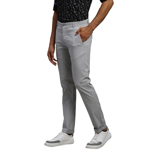 Image of Parx Men's Solid Pattern Lrt Fit Cotton Blend Flat Front Casual Trouser