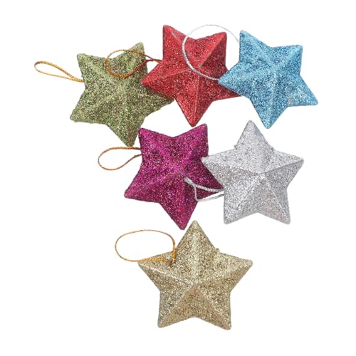 Paillettes scintillantes sur ces 6 pièces ornements étoiles à cinq branches pour Noël