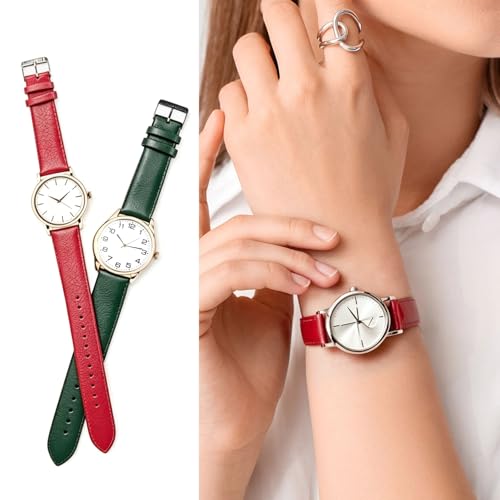 Correa de reloj de cuero 14mm verde pulsera de piel elegante 5