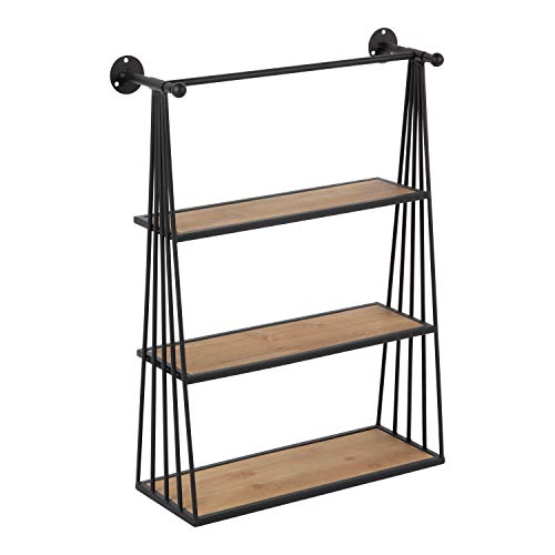 Kate and Laurel Nevin Rustic Three Tier Shelf, 23.25" x 30.25" x 8", Brown and Black, Modern Farmhouse Inspired Wall Storage and Decor by Kate and Laurel - Used condition - US$95.70