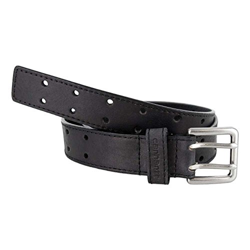 Image of Carhartt Men's Double Perf Belt for Boys, Black With Nickel Roller Finish, 22