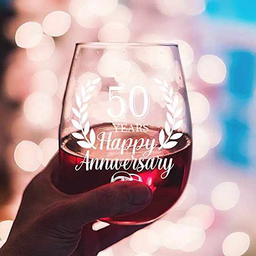 Dyjybmy Happy 50Th Anniversary Funny Wine Glass 50Th Anniversary Birthday Gifts Ideas For Women Mom Dad Husband Wife 50Th Birthday Party Wedding Anniversary Party Favorite Couples Gift #TOP2