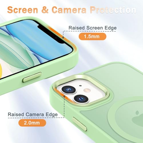 Image of YENAPOON for iPhone 12 Pro /iPhone 12 Case, Matte Magnetic Case, Mint Green | Fit for Magsafe, Screen Protector Included, Matte Translucent Frosted Slim Shockproof Protective Phone Cover