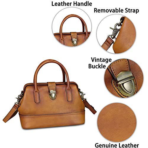 Genuine Leather Satchel Handbag For Women Purse Top Handle Bags Handmade Vintage Crossbody Bag Purses (Brown) #TOP5