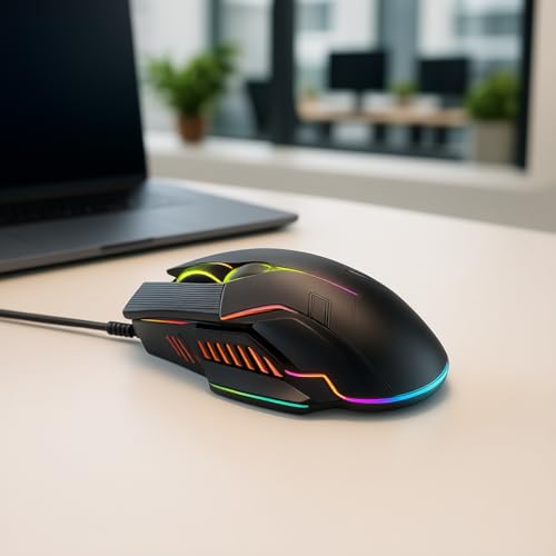 Image of Game Wired Luminous Mouse Silent USB Mouse with RGB Lighting for Desktop, Office & Gaming Use 1.2m Cable Length & Laptop Compatible Designed for Ergonomic Comfort
