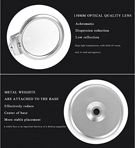 Lampe loupe de bureau 2X 5X avec lumière et support flexible