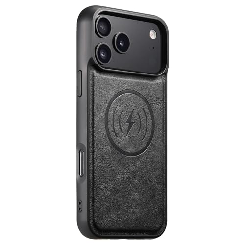 Coque en cuir iPhone 17 Pro antichoc pour charger sans fil au bureau