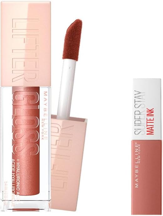 Maybelline New York Lifter Gloss Nemlendirici Dudak Parlatıcısı 009 Topaz & Mini Super Stay Matte Ink Likit Mat Ruj 65 Seductress Makyaj Seti