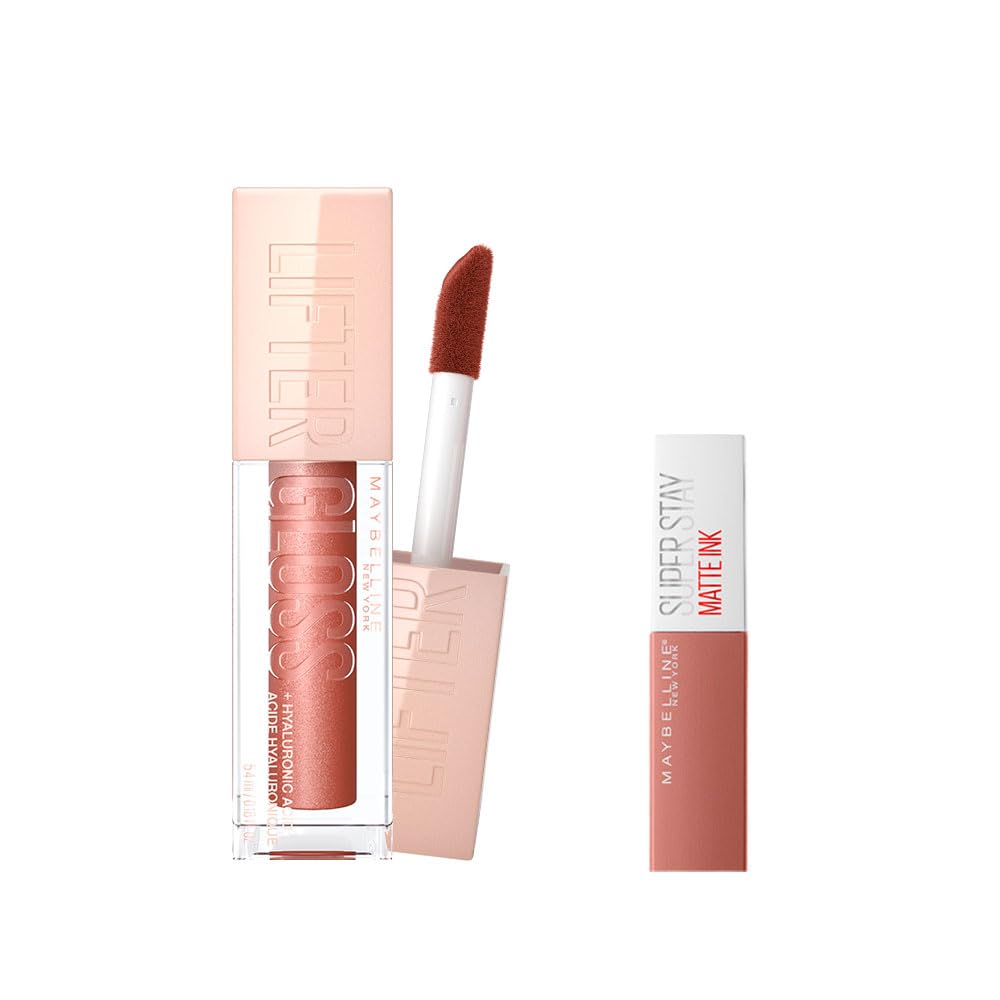 Maybelline New York Lifter Gloss Nemlendirici Dudak Parlatıcısı 009 Topaz & Mini Super Stay Matte Ink Likit Mat Ruj 65 Seductress Makyaj Seti