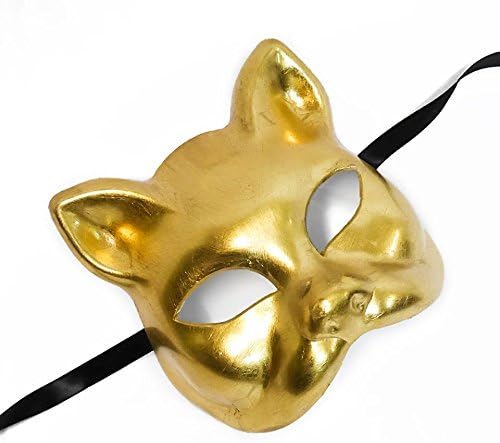 KBW Unisex Cat Gato Tiger Masquerade Mask Halloween Party Ball Venetian Mask (Gold) image 3