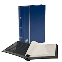 Leuchtturm 327853 Briefmarken-Sammel-Album - Einsteckbuch Basic - 64 Schwarze DIN A4-Seiten - unwattiert, blau