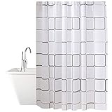 Cortina de Ducha de Celosía Cortina de Baño con Impresión Cuadrada 1 Pieza Cortina de Ducha Impermeable Cortina de Ducha Antimoho Cortina de Ducha a Cuadros 180 X 180 cm con 12 Ganchos