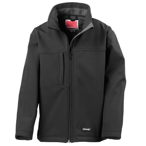 Result Childrens Unisex Waterproof Classic Softshell 3 Layer Jacket (11-12 Years) (Black)