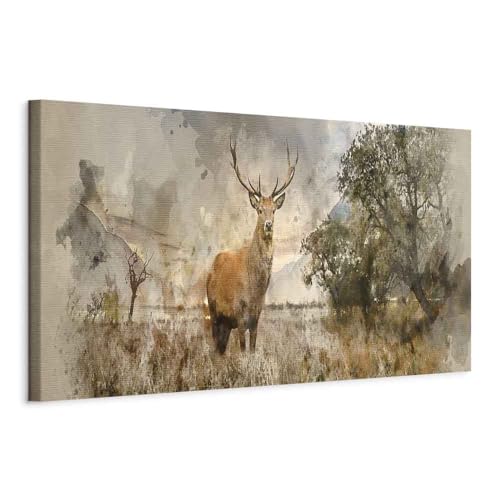 murando - Akustikbild Hirsch 150x50 cm 1 tlg Bilder Akustikschaum Schallschutz Akustikpaneele Wandpaneele Schalldämmung Wandbild Schallabsorber Akustikplatten Landschaft Natur Tier g-B-0042-b-a