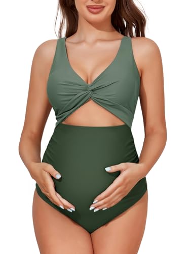 Maillot de bain de grossesse Summer Mae à découpes torsadées et maintien taille haute