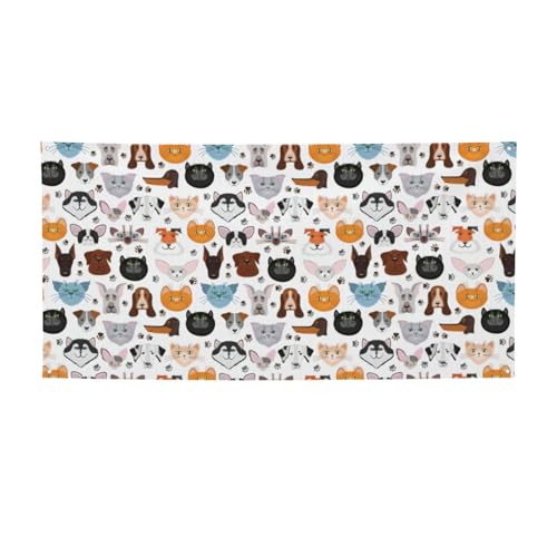 Carteles de dibujos animados con estampado de gato y perro, pancarta de fiesta, pancartas personalizadas, apto para interiores y exteriores