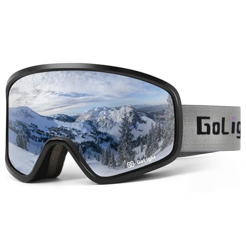 GoLight Polarized Anti-Glare OTG Ski Goggles Cylindrical Double-Lens Anti-Fog Design with Full Multi-Layer Mirror Coating UV400 Protection Wide Panoramic View & Triple-Foam Comfort for Skiing
