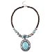 Tibet Silver Blue Turquoise Stone Pendant Wooden Beaded Necklace Earrin