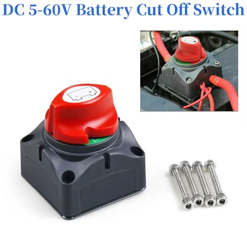 Battery Disconnect Switch, 2PCS 1.65FT 6 AWG Battery Cables with 3/8" Lug 1PCS Hex Key Battery Disconnect, RV Car Marine Boat Heavy Duty, DC 5-60V Cut Off