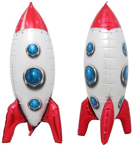 Balloonistics Self Standing 4D Rocket Helium Balloon Outer Space Foil Balloons Kids Toys Baby Shower Birthday Party Decorations Suppliers (4D Rocket, Pack of 1)